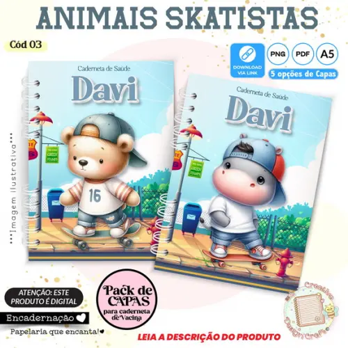 Arquivo Digital Capas Caderneta Saúde Animais Skatistas 03