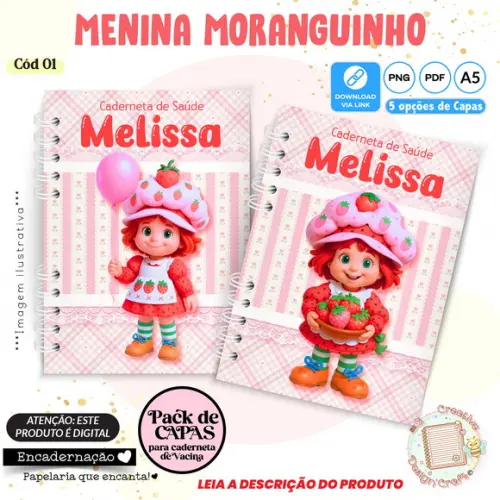Arquivo Digital Capas Caderneta Saúde Menina Moranguinho - 1