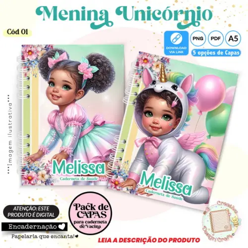 Arquivo Digital Capas Caderneta Saúde Menina Unicórnio - 1