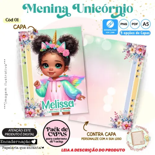 Arquivo Digital Capas Caderneta Saúde Menina Unicórnio - 1