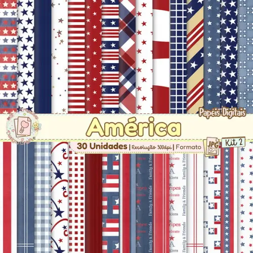 Papéis Digitais América Kit 2