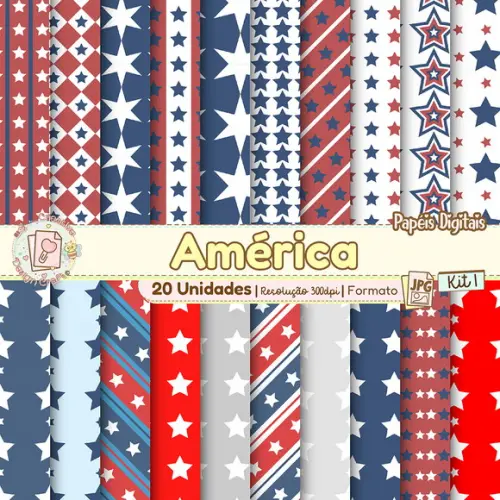 Papéis Digitais América Kit 1