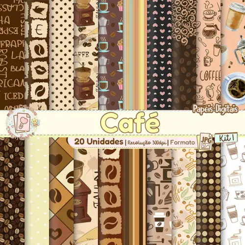 Papéis Digitais Café Kit 1