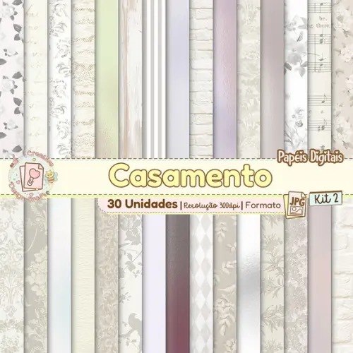 Papéis Digitais Casamento Kit 2