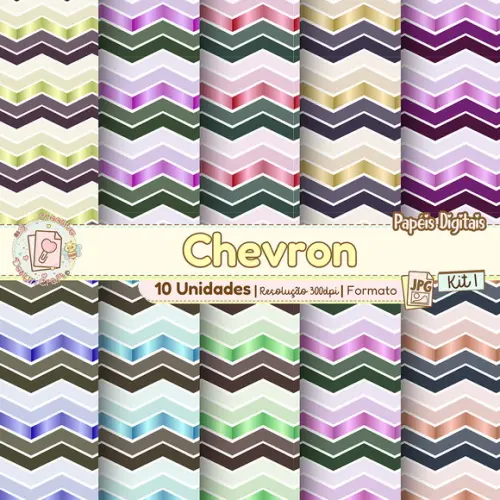 Papéis Digitais Chevron Kit 1