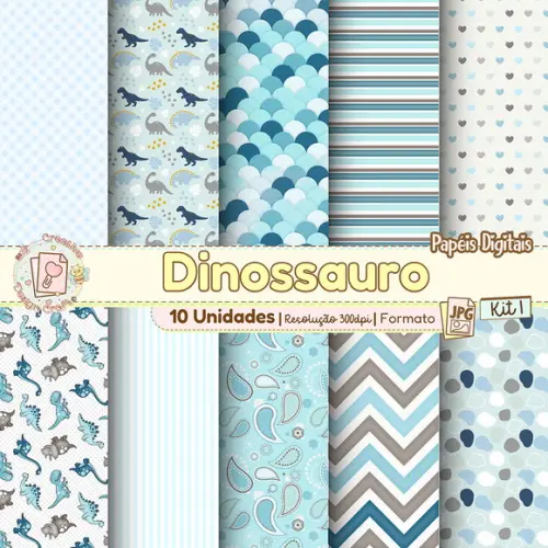 Papéis Digitais Dinossauro Kit 1