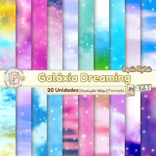 Papéis Digitais Galáxia Dreaming Kit 2
