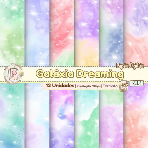Papéis Digitais Galáxia Dreaming Kit 1