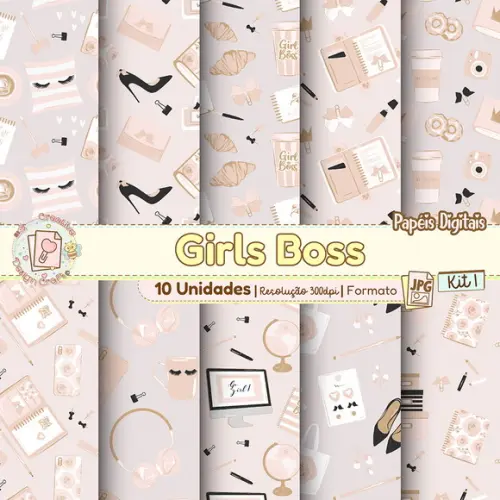 Papéis Digitais Girl Boss Kit 1
