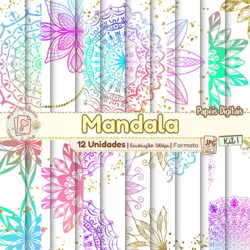Papéis Digitais Mandala Kit 1