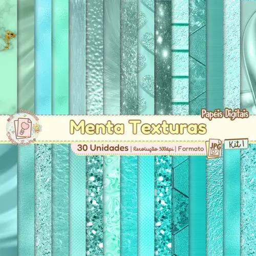 Papéis Digitais Menta Textura Kit 1