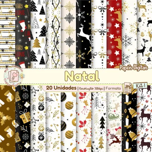 Papéis Digitais Natal Kit 1