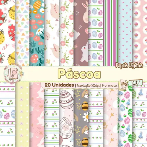 Papéis Digitais Páscoa Kit 1