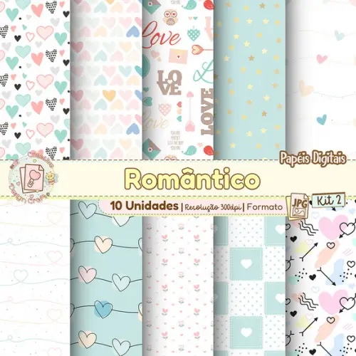Papéis Digitais Romântico Kit 2