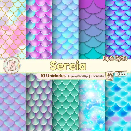 Papéis Digitais Sereia Kit 2