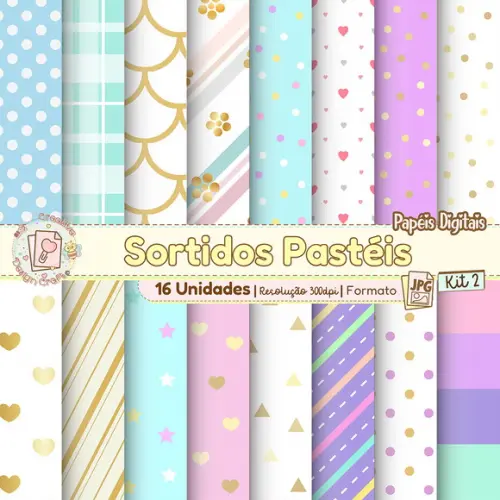 Papéis Digitais Sortidos Pastéis Kit 2