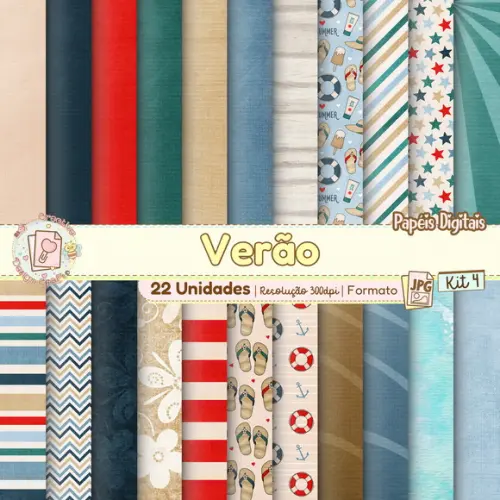 Papéis Digitais Verão Kit 4