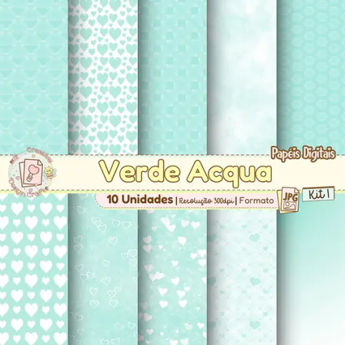 Papéis Digitais Verde Acqua Kit 1