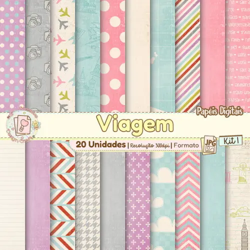 Papéis Digitais Viagem Kit 1
