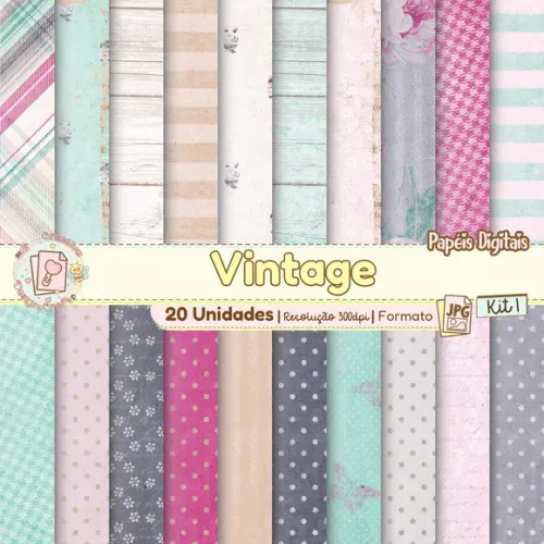 Papéis Digitais Vintage Kit 1