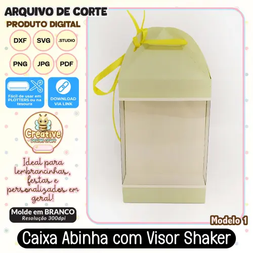 Arquivo de Corte Silhouette Caixa Abinha Visor Shaker MODELO 1