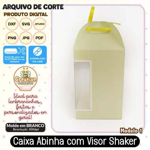 Arquivo de Corte Silhouette Caixa Abinha Visor Shaker MODELO 1