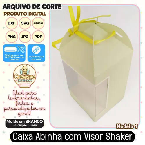 Arquivo de Corte Silhouette Caixa Abinha Visor Shaker MODELO 1