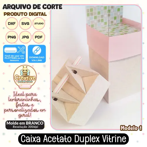 Arquivo de Corte Silhouette CAIXA ACETATO DUPLEX VITRINE MODELO 1