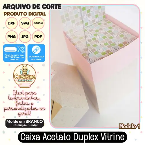 Arquivo de Corte Silhouette CAIXA ACETATO DUPLEX VITRINE MODELO 1