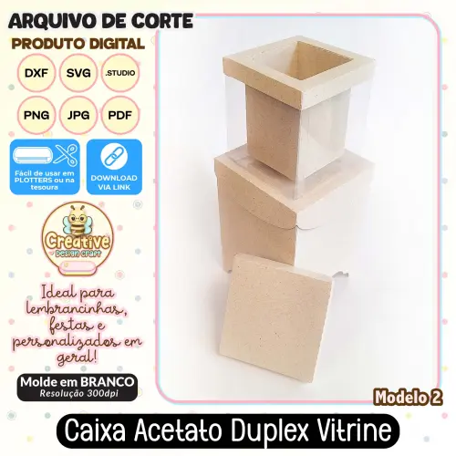Arquivo de Corte Silhouette CAIXA ACETATO DUPLEX VITRINE MODELO 2