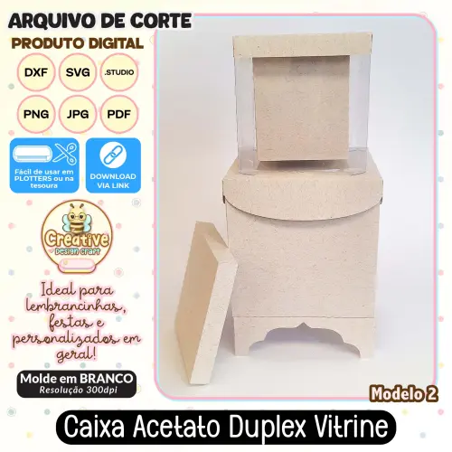 Arquivo de Corte Silhouette CAIXA ACETATO DUPLEX VITRINE MODELO 2