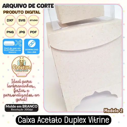 Arquivo de Corte Silhouette CAIXA ACETATO DUPLEX VITRINE MODELO 2