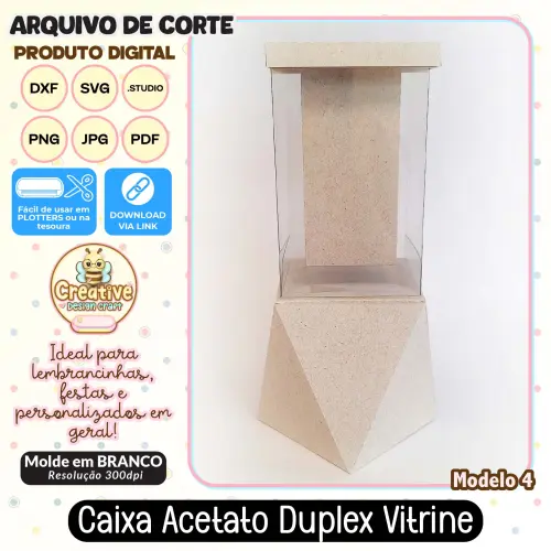 Arquivo de Corte Silhouette CAIXA ACETATO DUPLEX VITRINE MODELO 4