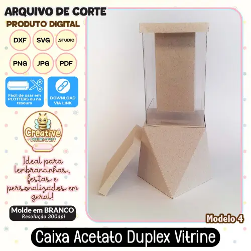 Arquivo de Corte Silhouette CAIXA ACETATO DUPLEX VITRINE MODELO 4
