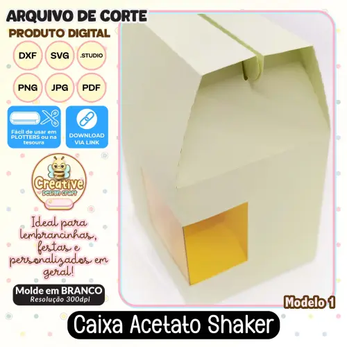 Arquivo de Corte Silhouette CAIXA ACETATO SHAKER MODELO 1