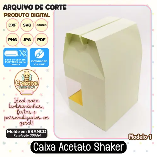 Arquivo de Corte Silhouette CAIXA ACETATO SHAKER MODELO 1