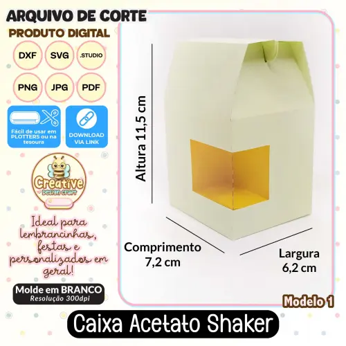 Arquivo de Corte Silhouette CAIXA ACETATO SHAKER MODELO 1