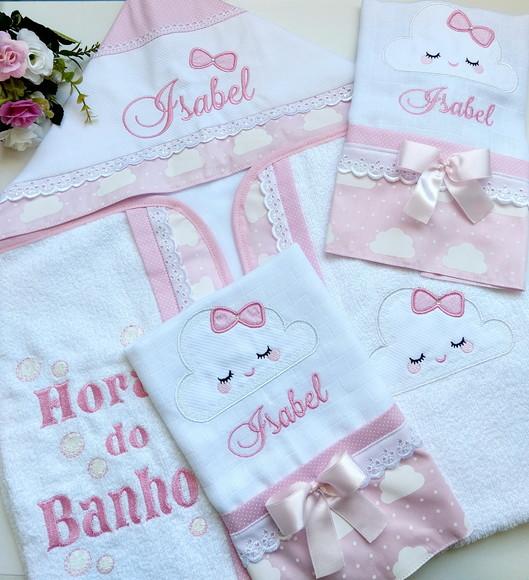 Kit Toalha de Banho Felpuda com Capuz + Fraldinhas de Boca