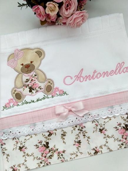 Toalha Lavabo Aveludada Bordada