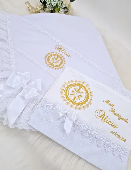 Kit de Manta e Toalha para Batizado