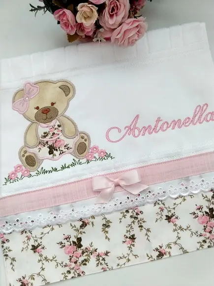 Toalha Lavabo Aveludada Bordada