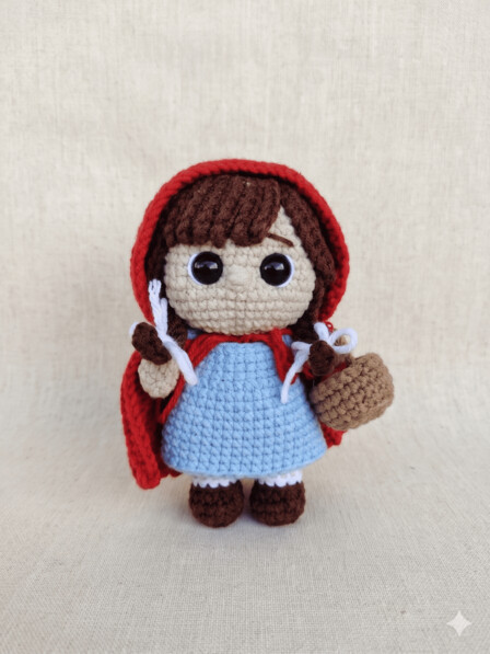 Chapeuzinho Vermelho Amigurumi - Boneca de crochê artesanal