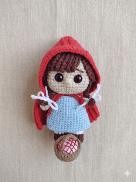 Chapeuzinho Vermelho Amigurumi - Boneca de crochê artesanal