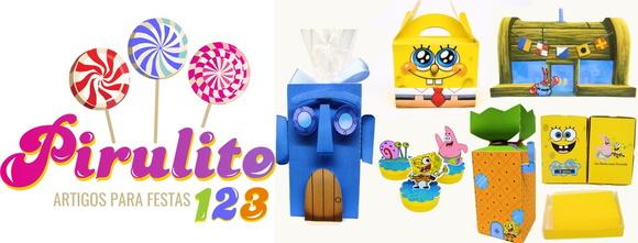 3 Kits de Arquivos Digitais Festa Bob Esponja
