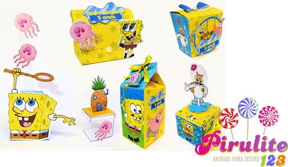 3 Kits de Arquivos Digitais Festa Bob Esponja