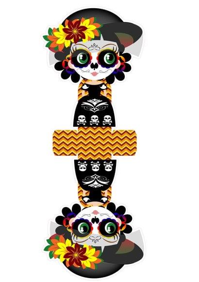 ARQUIVO CAIXA SILHOUETTE CAVEIRA MEXICANA MENINA