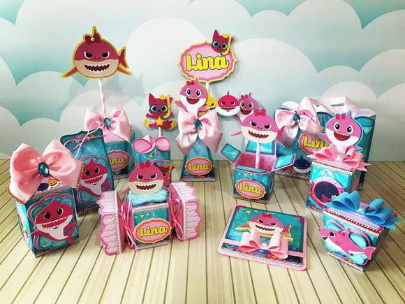Arquivo Caixa Silhouette Tubarão Bebe Menina Luxo
