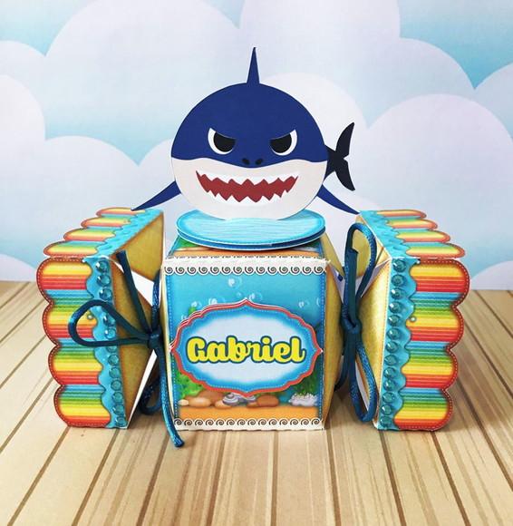 Arquivo Caixa Silhouette Tubarão Bebe Menino Luxo