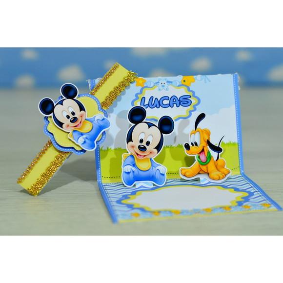 Arquivo de Corte Digital Convite Baby Mickey Luxo