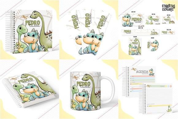 Arquivo de Corte Etiqueta Escolar Dino Baby Menino